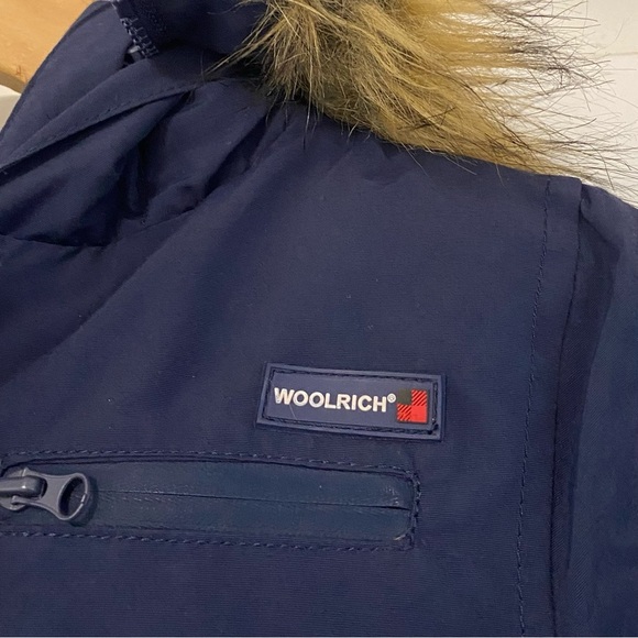 Woolrich Kids Navy Blue Down Jacket With Fur Hood - Picture 3 of 8